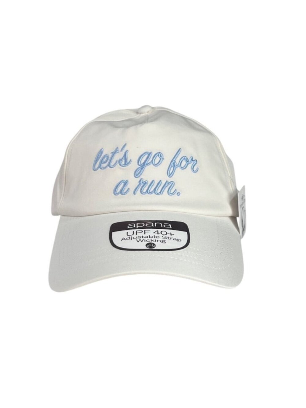 Apana High Ponytail Cap Hat White New Embroidery UPF 40+ Adjustable Strap Wickin